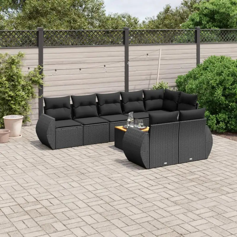 Zwart materiaal loungeset met waterdichte tas en gepoedercoated staal - Zwart / hoek + Tafel + 3x midden - Tuinsets