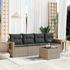 Zwart materiaal loungeset met waterdichte zak en gepoedercoat staal - Lichtgrijs / Met tafel - Tuinsets