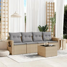 Zwart materiaal loungeset met waterdichte zak en gepoedercoat staal - Beige en grijs / Met tafel - Tuinsets