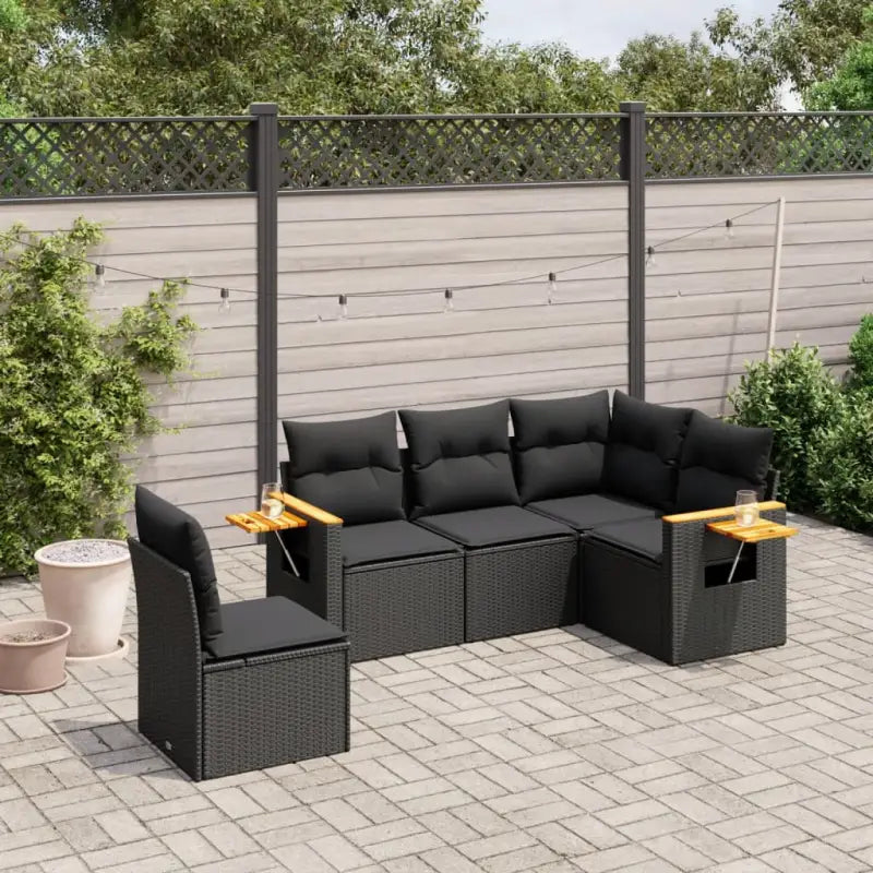 Zwart materiaal loungeset van gepoedercoat staal met comfortabele afmetingen - Tuinsets