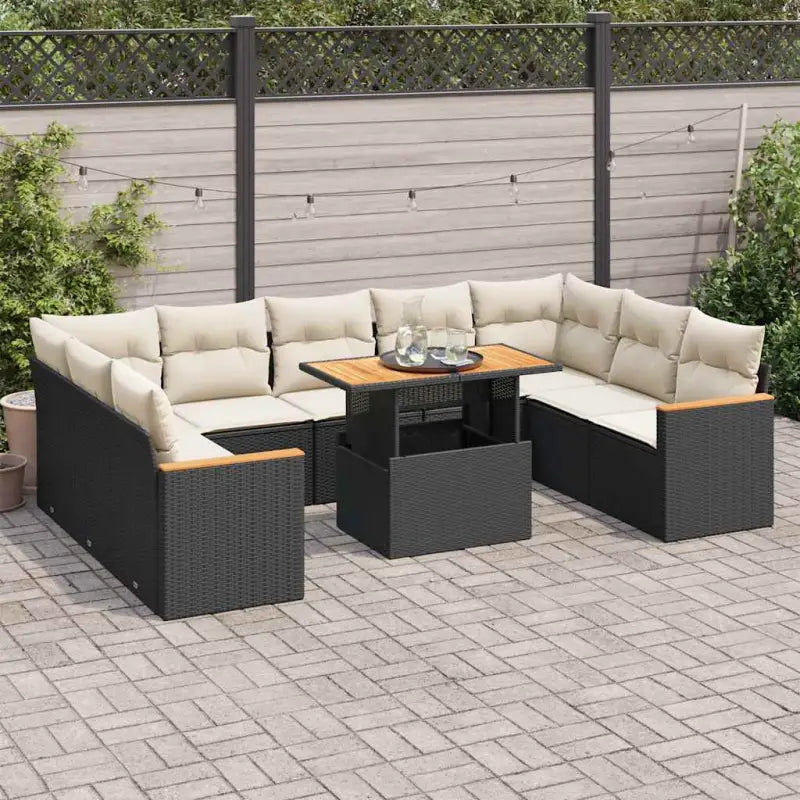 Zwart materiaal loungeset van gepoedercoat staal met comfortabele afmetingen - Zwart en crème / met opbergruimte