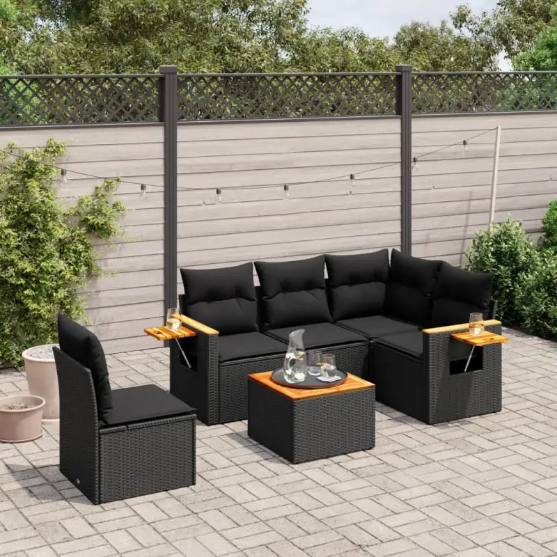 Zwart materiaal loungeset van gepoedercoat staal met comfortabele afmetingen - Zwart / Met tafel - Tuinsets