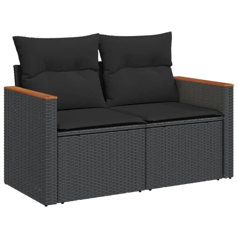 Zwart materiaal loungeset van gepoedercoat staal met uitgebreide afmetingen - Tuinsets