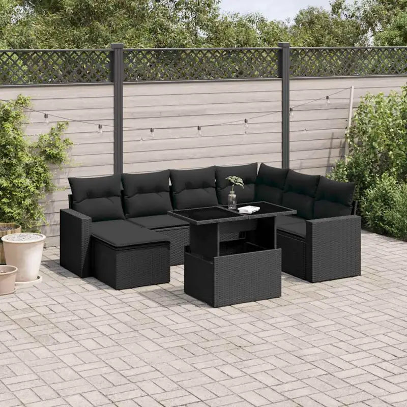 Zwart materiaal loungeset van gepoedercoat staal voor buitenplezier - Zwart / Met tafel - Tuinsets