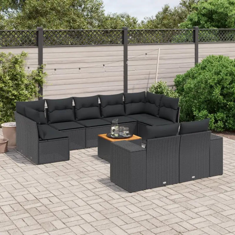 Zwart materiaal loungeset van gepoedercoat staal voor je tuin of terras - Zwart / 5x midden + 2x hoek + Tafel - Tuinsets