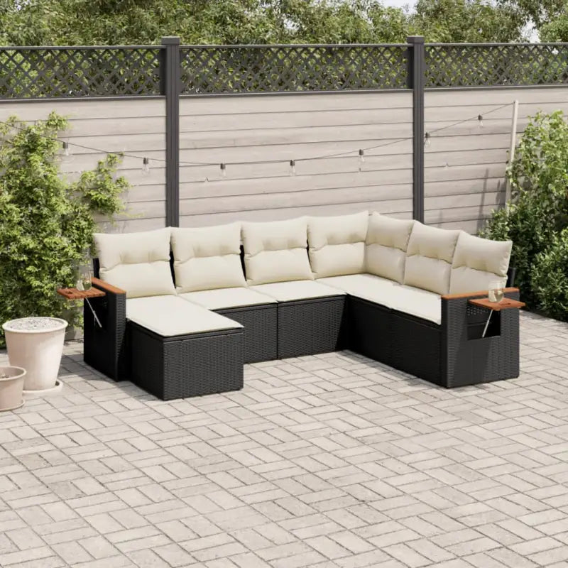 Zwart materiaal loungeset van gepoedercoat staal voor je tuin of terras - Zwart en crème / Zonder tafel - Tuinsets