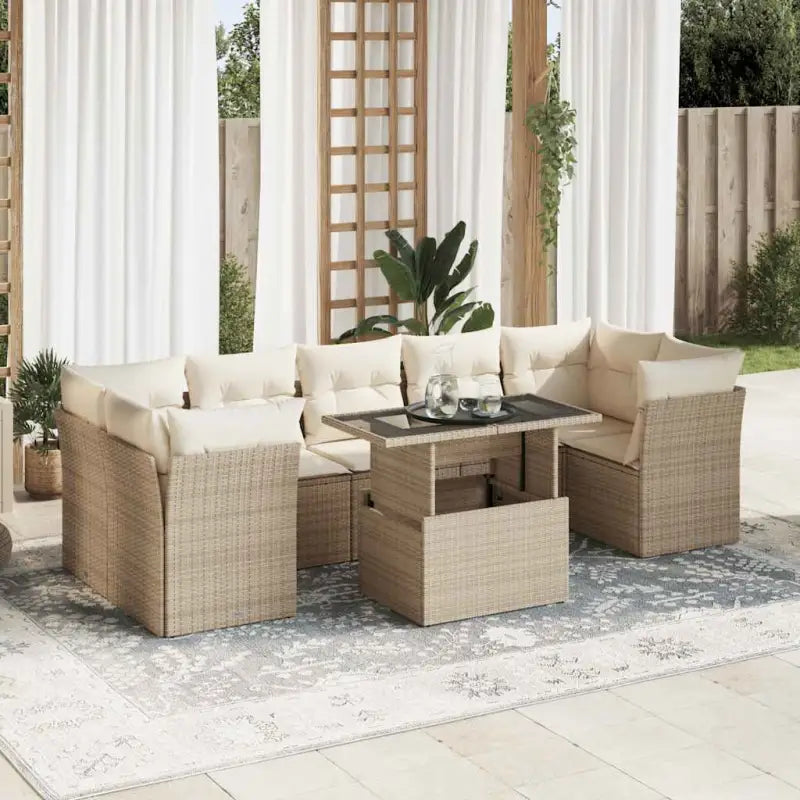 Zwart materiaal loungeset van gepoedercoat staal voor je tuin of terras - beige en crèmekleurig / met opbergruimte