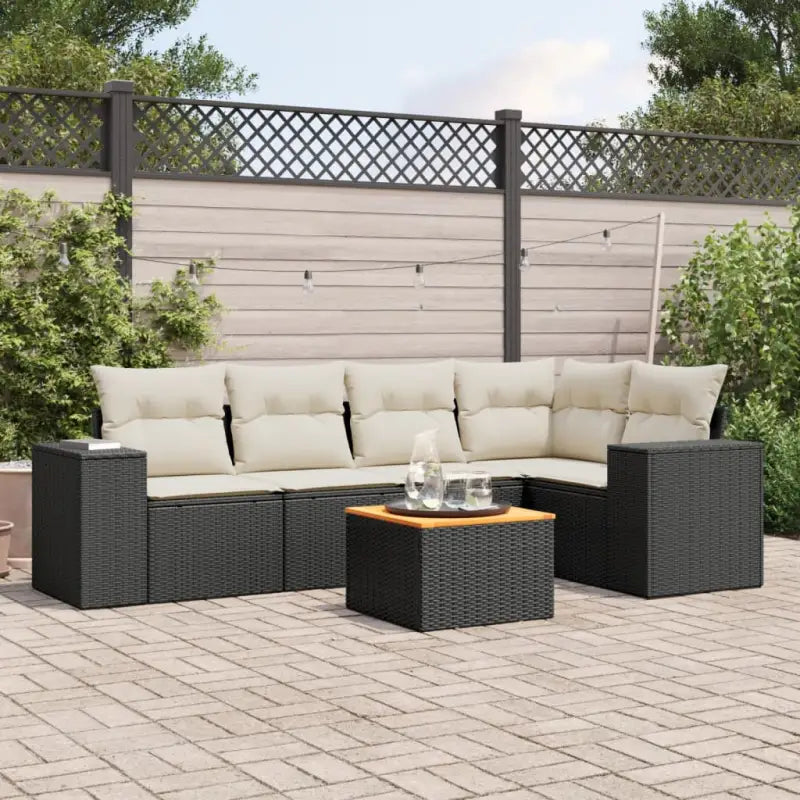 Zwart materiaal loungeset van gepoedercoat staal voor jouw tuin of terras - Zwart en crème / 2x middle + table + corner