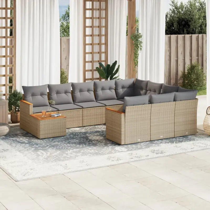 Zwart materiaal Loungeset van gepoedercoat staal voor tuin en terras - Gemengd beige - Tuinsets