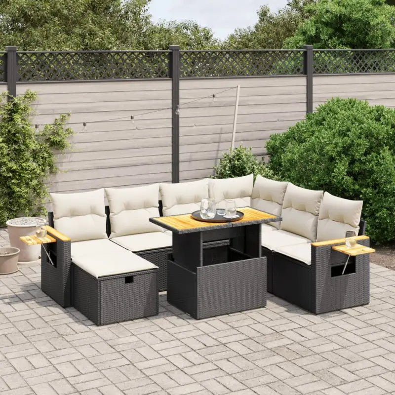 Zwart materiaal loungeset van gepoedercoat staal voor tuin en terras - Zwart en crème - Tuinsets