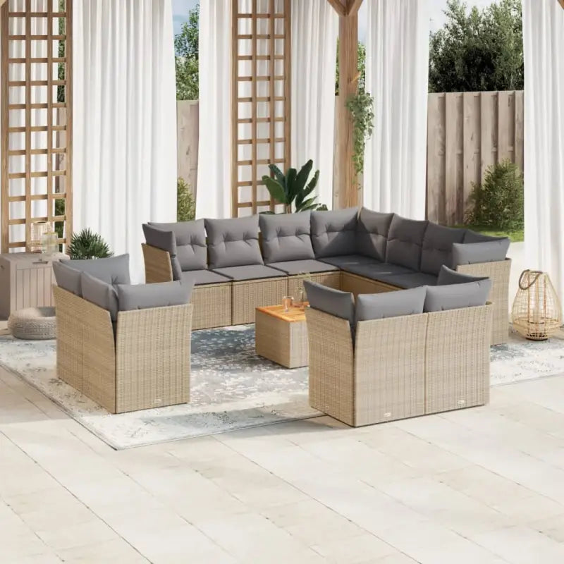Zwart materiaal loungeset van gepoedercoat staal voor tuin of terras - Beige en grijs - Tuinsets