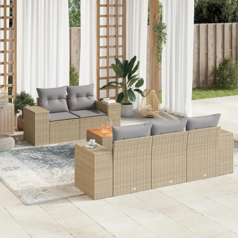 Zwart materiaal loungeset van gepoedercoat staal voor tuin of terras - Beige en grijs - Tuinsets