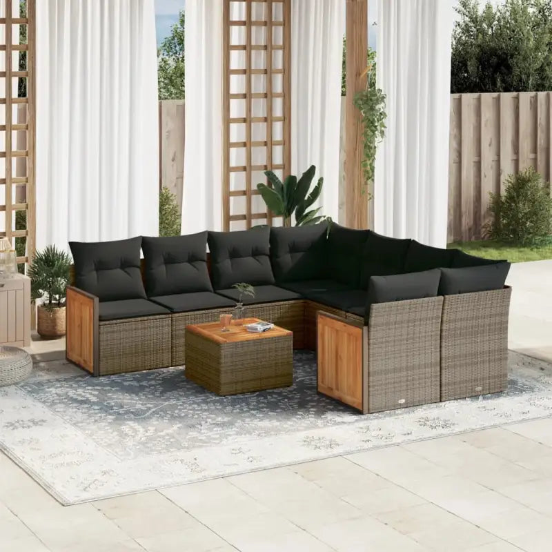 Zwart materiaal loungeset van gepoedercoat staal voor tuin of terras - Grijs - Tuinsets