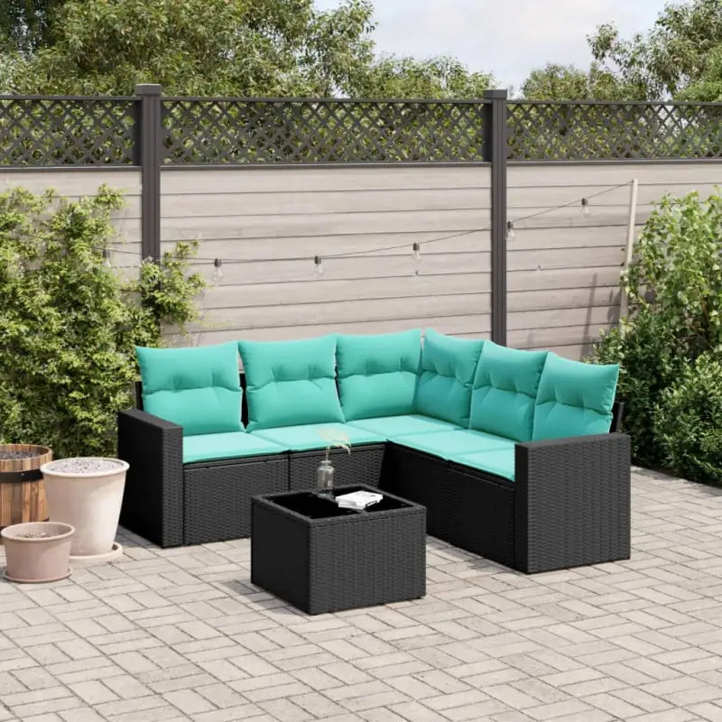 Zwart materiaal loungeset van gepoedercoat staal voor tuin of terras - Zwart en blauw / Met tafel - Tuinsets