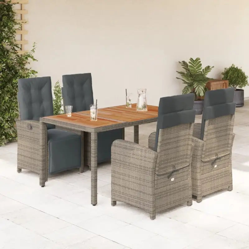 Zwart materiaal poly rattan tuinset voor een comfortabele zitervaring - Grijs / 150 cm tafellengte - Tuinsets