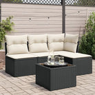 Zwart materiaal tuinset met gepoedercoat staal voor buiten ontspanning - Zwart en crème / Met tafel - Tuinsets