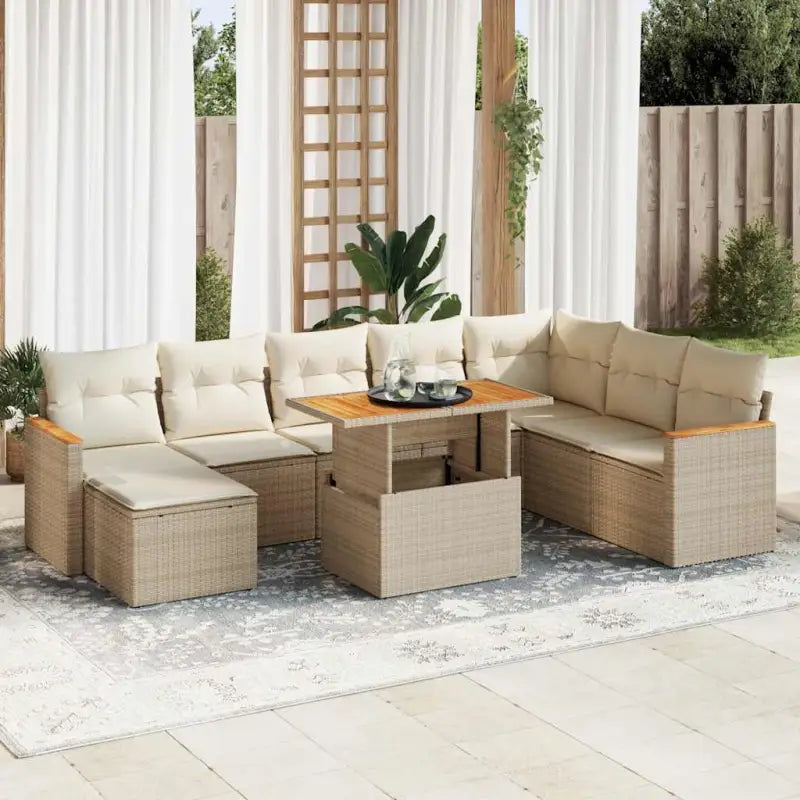 Zwart materiaal tuinset met gepoedercoat staal voor buitencomfort - beige en crèmekleurig / met opbergruimte - Tuinsets
