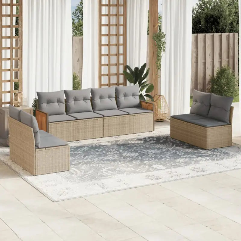 Zwart materiaal Tuinset met poly rattan en gepoedercoat staal - Beige en grijs / Zonder tafel - Tuinsets