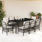 Zwart materiaal tuinset met poly rattan gemakkelijk schoon en duurzaam - Zwart en crème / 190 cm tafellengte - Tuinsets