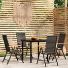 Zwart materiaal tuinset met stabiele gepoedercoate tuintafel - Tuinsets