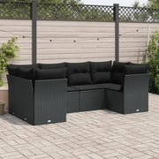 Zwart materiaal tuinstoelenset met poly rattan en gepoedercoat staal - Tuinsets
