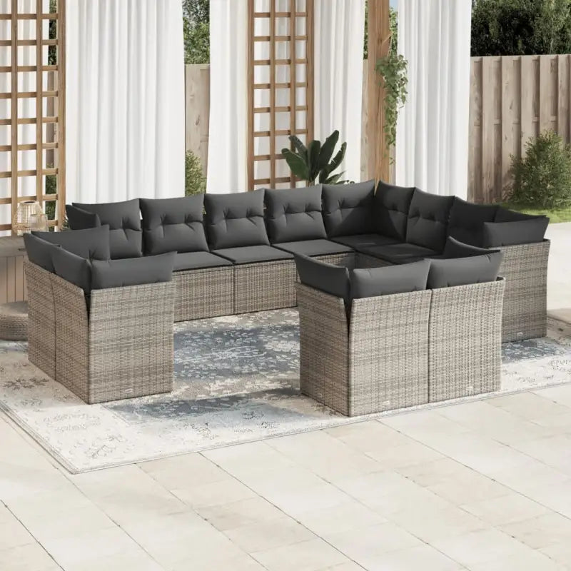 Zwart material loungeset met waterdichte tas en gepoedercoat staal - Grijs / Zonder tafel - Tuinsets