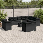 Zwart material loungeset met waterdichte tas en gepoedercoat staal - Tuinsets