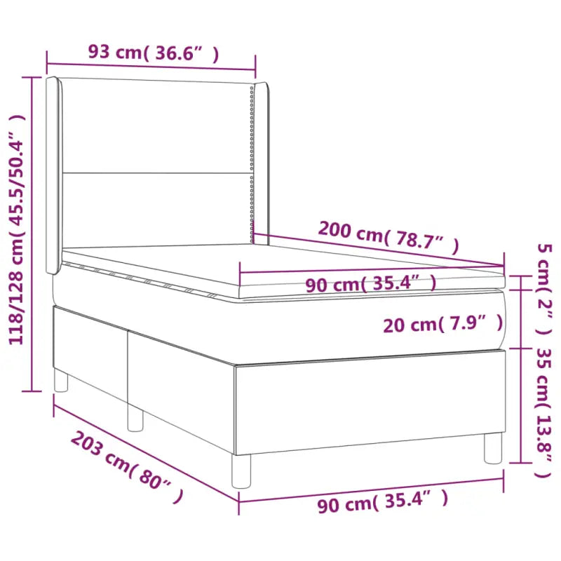 Zwart materialen boxspring met matras en LED voor een rustgevende slaapkamer - Bedden & bedframes