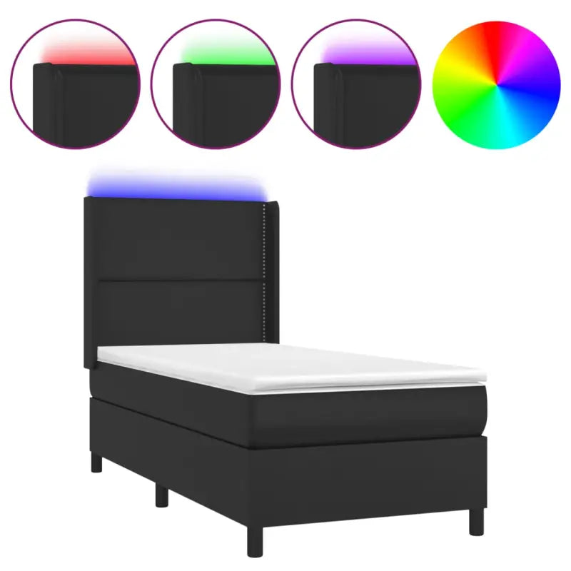 Zwart materialen boxspring met matras en LED voor een rustgevende slaapkamer - Bedden & bedframes