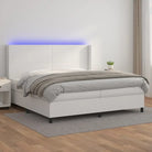 Zwart materialen boxspring met matras en LED voor een rustgevende slaapkamer - Wit / 200 x 200 cm / Effen ontwerp