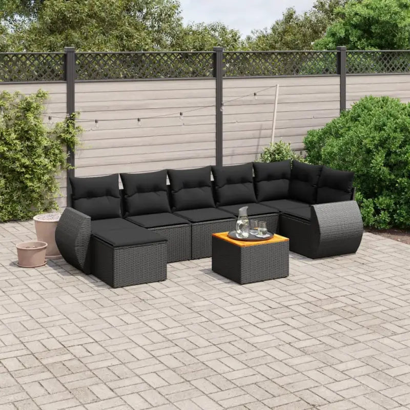 Zwart materialen loungeset met waterdichte tas en gepoedercoat staal - Zwart / 3x midden + Tafel + hoek - Tuinsets
