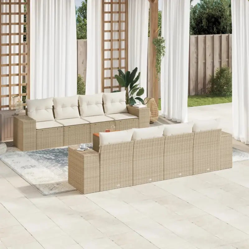 Zwart materialen loungeset van gepoedercoat staal voor tuin of terras - beige en crèmekleurig - Tuinsets
