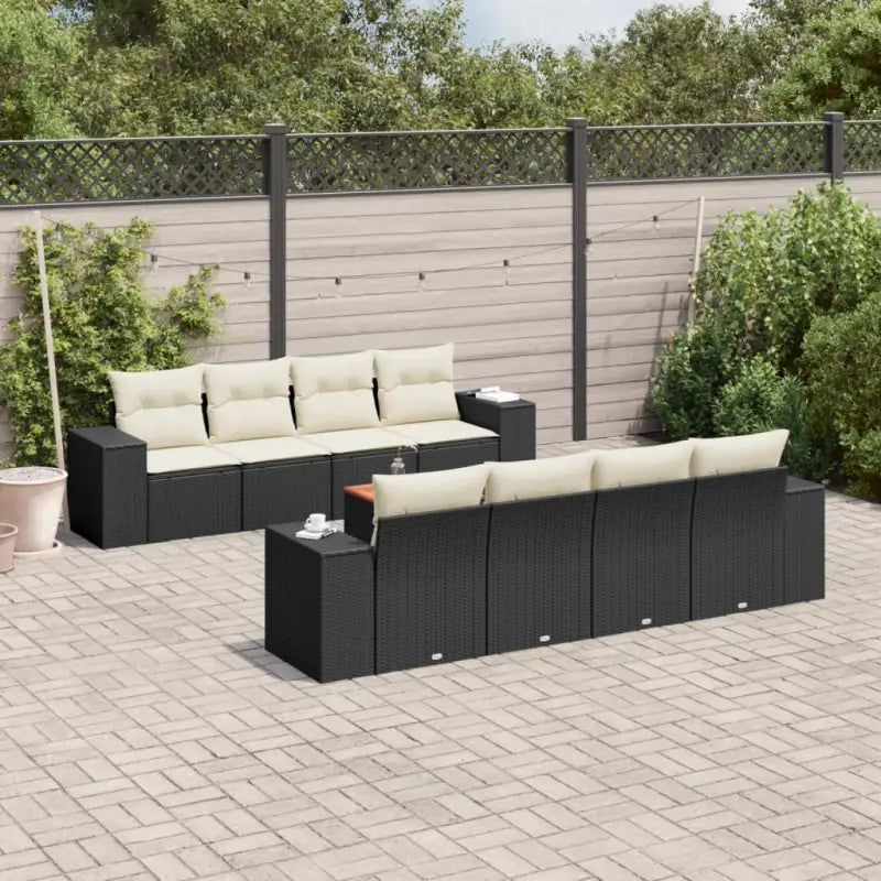 Zwart materialen loungeset van gepoedercoat staal voor tuin of terras - Zwart en crème - Tuinsets