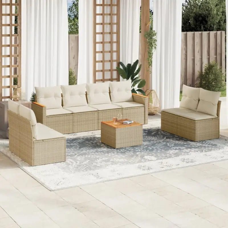 Zwart poly rattan loungeset met waterdichte zak voor buitengebruik - beige en crèmekleurig / Met tafel - Tuinsets