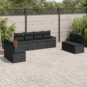 Zwart poly rattan loungeset met waterdichte zak voor buitengebruik - Tuinsets