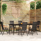 Zwart tuinset met gepoedercoat stalen frame voor buitengebruik - 200 cm tafellengte - Tuinsets