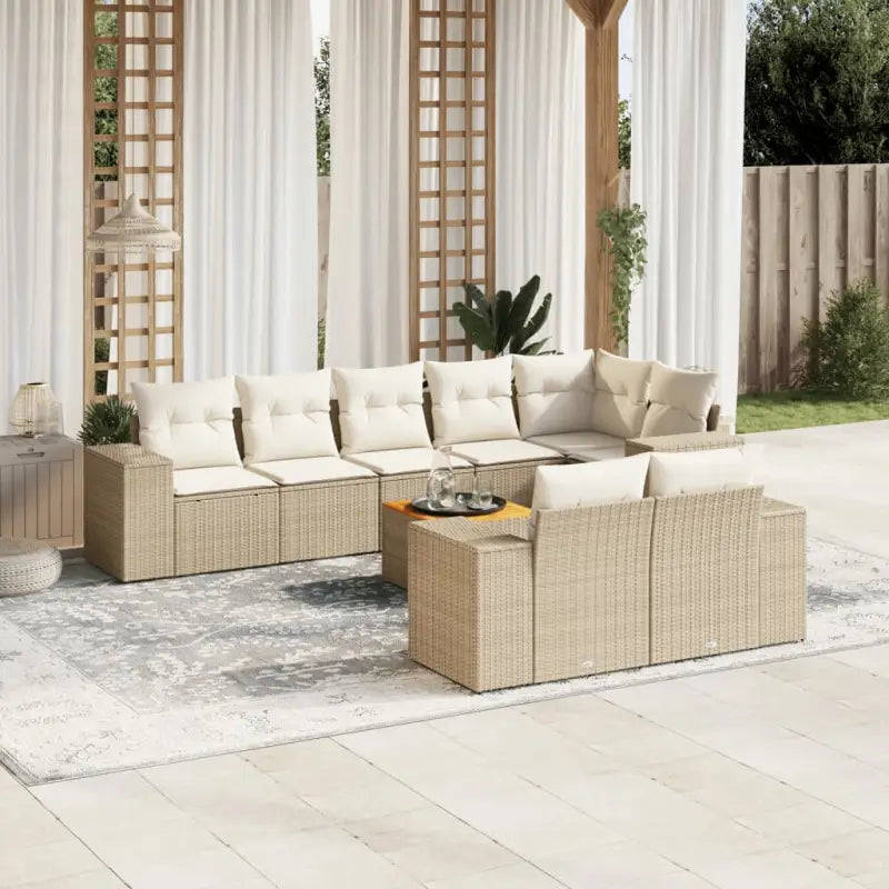 Zwart tuinset met waterdichte tas en gepoedercoat staal voor buiten - beige en crèmekleurig / hoek + 3x midden + Tafel