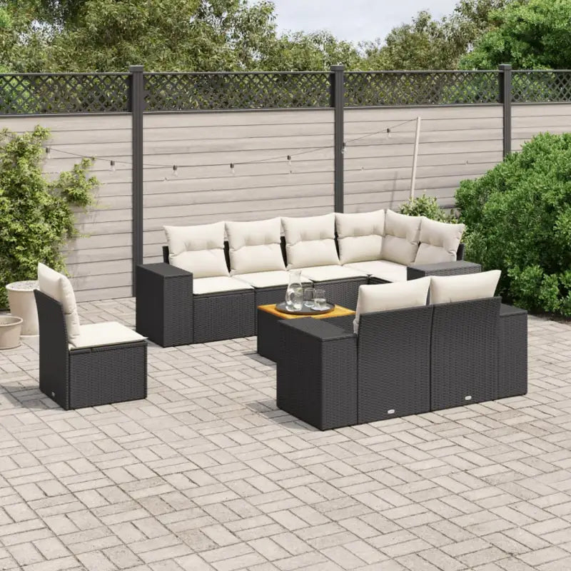 Zwart tuinset met waterdichte tas en gepoedercoat staal voor buiten - Zwart en crème / 3x midden + hoek + Tafel