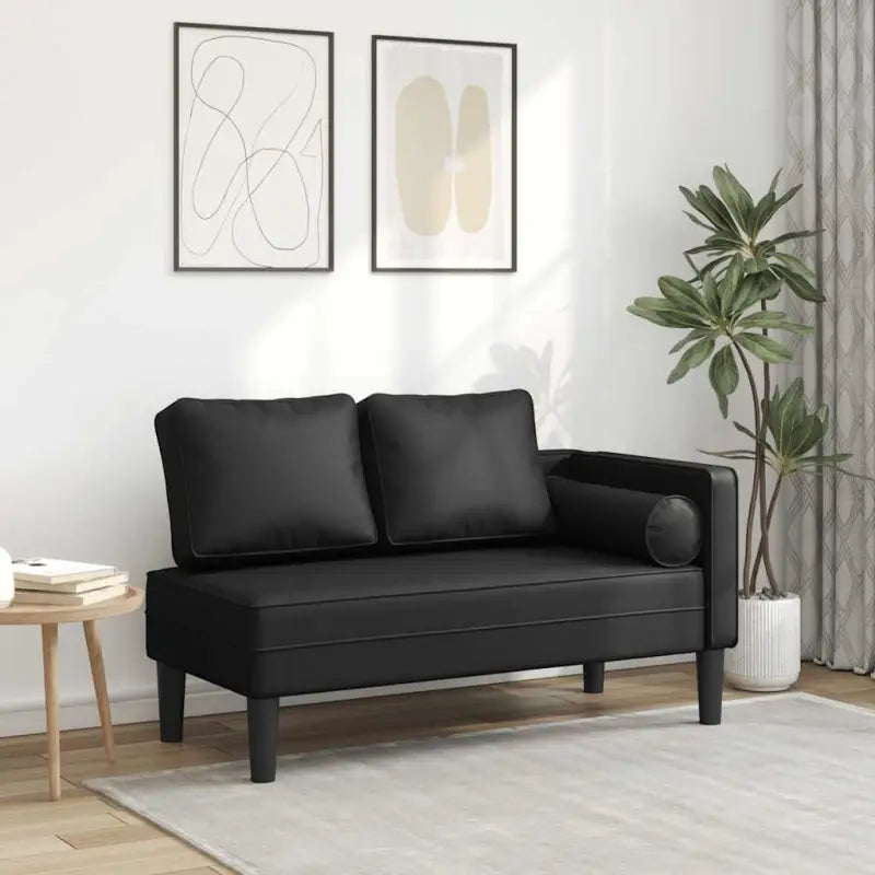 Zwarte chaise longue met comfortabel kussen voor ultiem relaxen - Zwart / 1 - Chaises longues