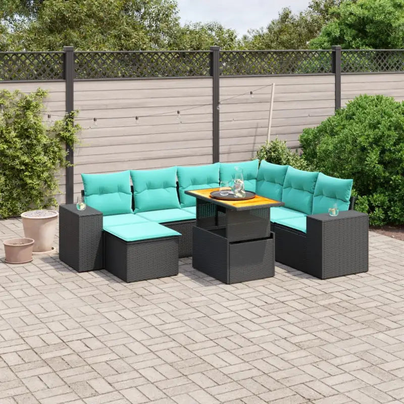 Zwarte loungeset in gepoedercoat staal met perfecte tuinafmetingen - Zwart / Tafel + hoek + 3x midden - Tuinsets