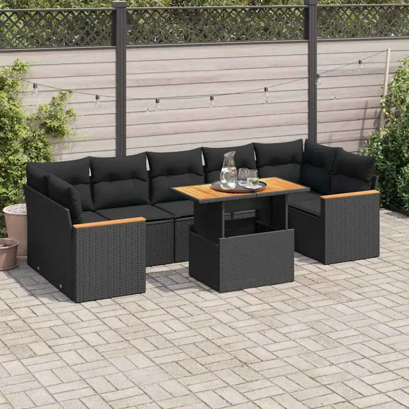 Zwarte loungeset met gepoedercoat staal en comfortabele afmetingen zitting - Zwart / met opbergruimte - Tuinsets