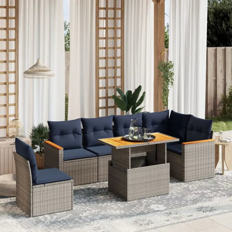 Zwarte loungeset met gepoedercoat staal en comfortabele afmetingen - Grijs - Tuinsets