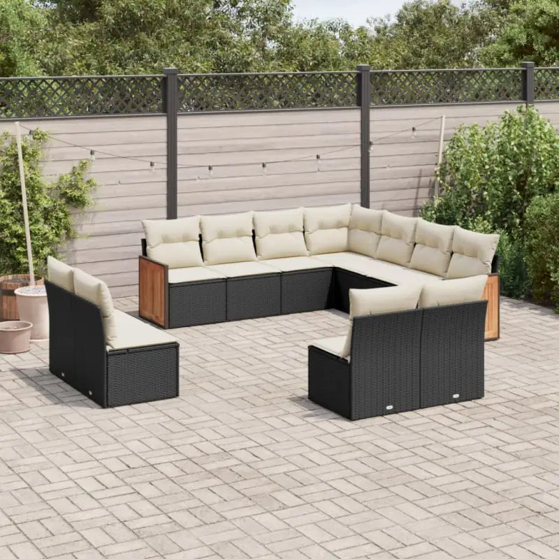 Zwarte loungeset met gepoedercoat staal en comfortabele afmetingen zitting - Zwart en crème / Zonder tafel - Tuinsets