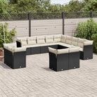 Zwarte loungeset met gepoedercoat staal en waterdichte tas voor buiten - Zwart en crème / Zonder tafel - Tuinsets