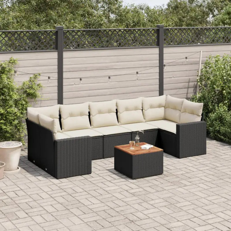 Zwarte loungeset met gepoedercoat staal en waterdichte tas voor buiten - Zwart en crème - Tuinsets