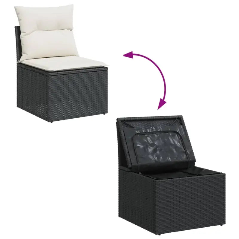 Zwarte loungeset met gepoedercoat staal en waterdichte tas voor buiten - Tuinsets
