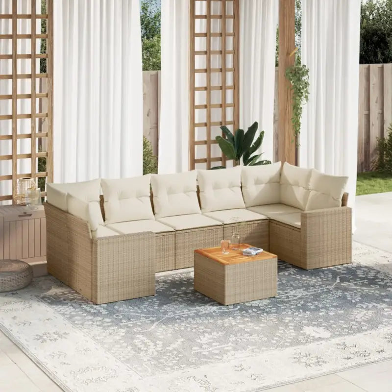 Zwarte loungeset met gepoedercoat staal en waterdichte tas voor buiten - beige en crèmekleurig - Tuinsets