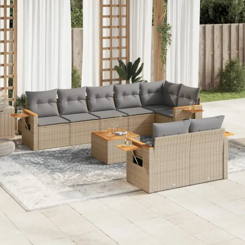 Zwarte loungeset met gepoedercoat staal en waterdichte tas voor buiten - Beige en grijs / Met tafel - Tuinsets