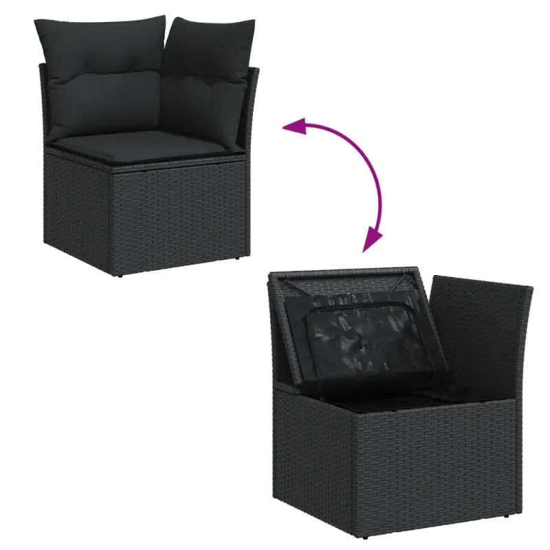 Zwarte loungeset met gepoedercoat staal en waterdichte tas voor buiten - Tuinsets