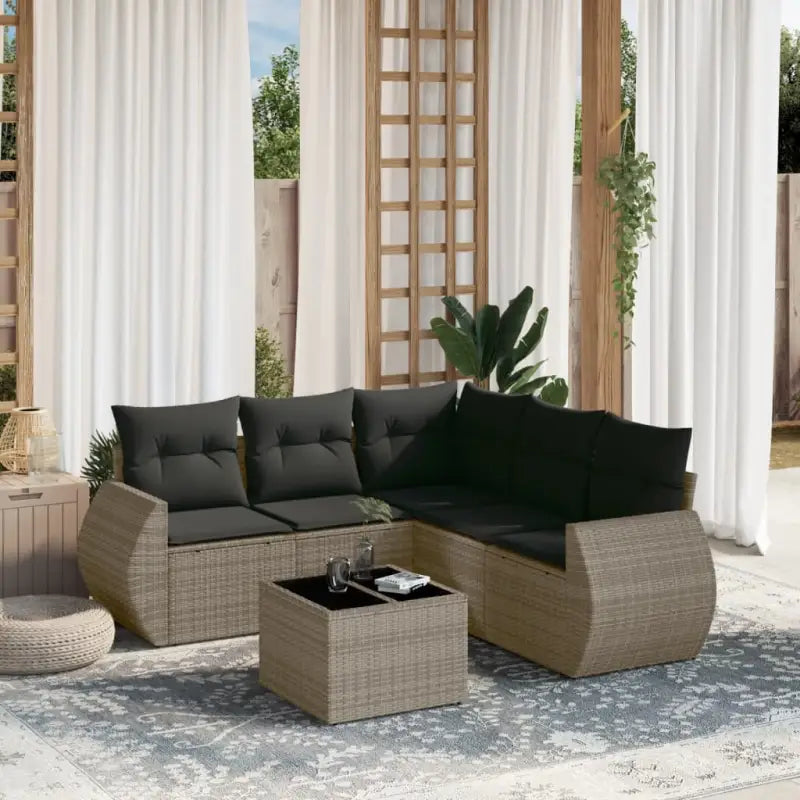 Zwarte loungeset met gepoedercoat staal en waterdichte tas - Grijs / Met tafel - Tuinsets